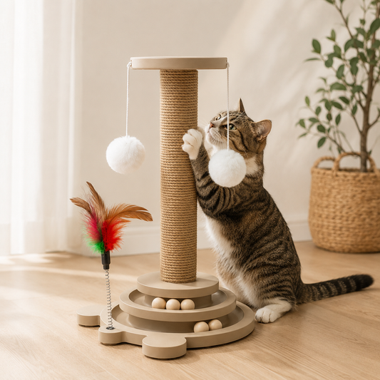 Kwispelwinkel | Interactieve Krabplank met Draaitafel en Speelballen voor Katten