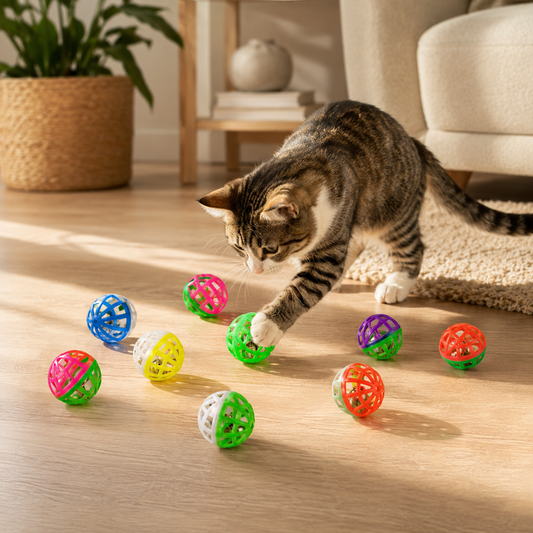 Kwispel-winkel | Kleurrijke Speelbal met Belletje voor Katten