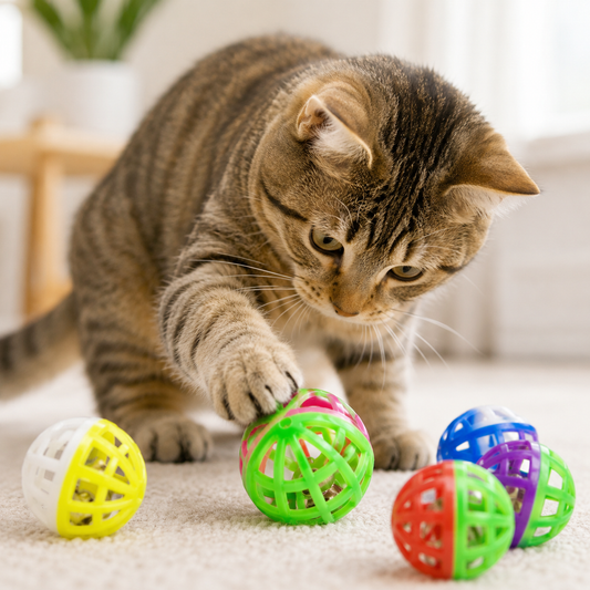 Kwispel-winkel | Kleurrijke Speelbal met Belletje voor Katten