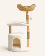 Kwispel-winkel | Moderne Kattenboom met Rotan Mand, Kattenhuis en Massief Houten Krabpalen