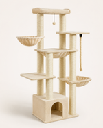 Kwispel-winkel | Luxe Kattenboom 169 cm met Groot Kattenhuis, Hangmatten en 11 Sisal Krabpalen