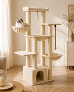 Kwispel-winkel | Luxe Kattenboom 169 cm met Groot Kattenhuis, Hangmatten en 11 Sisal Krabpalen
