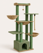 Kwispel-winkel | Luxe Kattenboom 169 cm met Groot Kattenhuis, Hangmatten en 11 Sisal Krabpalen