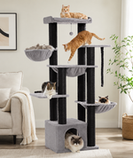 Kwispel-winkel | Luxe Kattenboom 169 cm met Groot Kattenhuis, Hangmatten en 11 Sisal Krabpalen