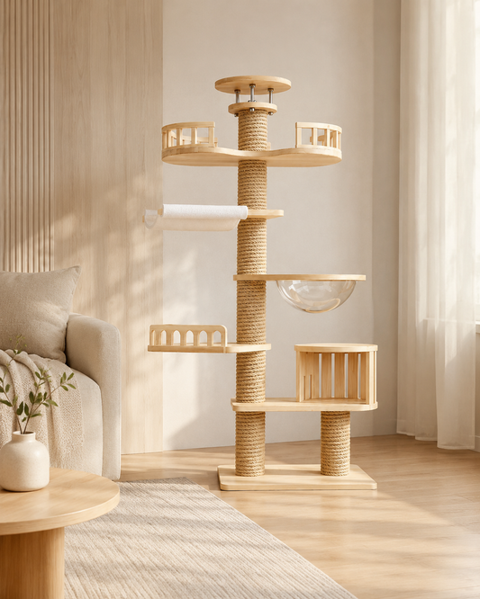 Kwispelwinkel | Moderne Houten Kattenboom in Nordic Design