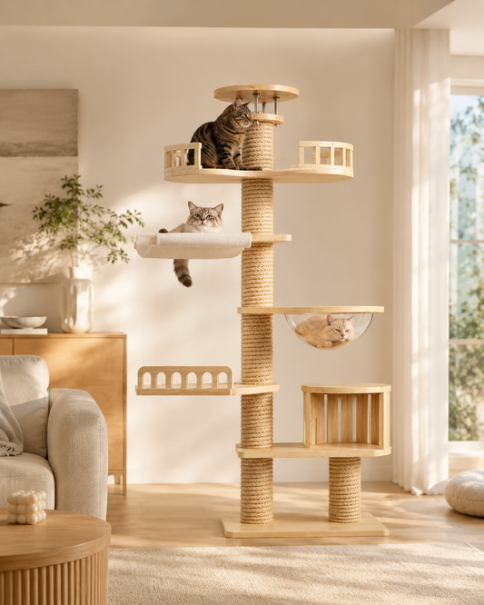 Kwispelwinkel | Moderne Houten Kattenboom in Nordic Design