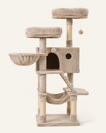 Kwispel-winkel | Kattenboom 135 cm met Kattenhuis, Hangmat en Sisal Krabpalen