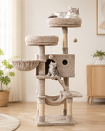 Kwispel-winkel | Kattenboom 135 cm met Kattenhuis, Hangmat en Sisal Krabpalen