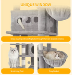 Kwispelwinkel | Luxe Kattenboom 170 cm met Hangmat, Kattenbed en 8 Sisal Krabpalen