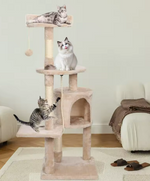 Kwispelwinkel | Kattenboom 112 cm met Kattenhuis, Platforms en Sisal Krabpalen