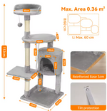 Kwispelwinkel | Kattenboom 112 cm met Kattenhuis, Platforms en Sisal Krabpalen