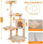 Kwispelwinkel | Kattenboom 112 cm met Kattenhuis, Platforms en Sisal Krabpalen