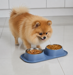 Kwispelwinkel | Dubbele Voerbakset voor Honden met Roestvrijstalen Bakken